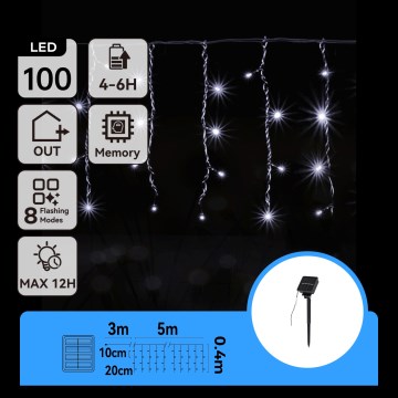 Aigostar - Ghirlandă solară LED de Crăciun 100xLED/8 funcții 8x0,4m IP65 alb rece 800 mAh