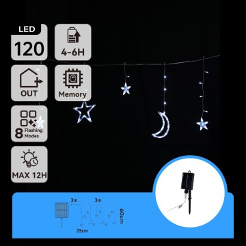 Aigostar - Ghirlandă solară LED de Crăciun 120xLED/8 funcții 3x0,6m 500 mAh IP65 alb rece