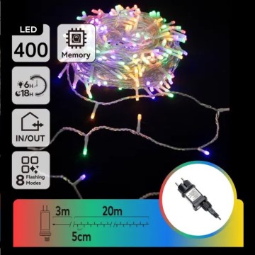 Aigostar - Guirlandă LED de exterior pentru Crăciun, 400 LED, 8 funcții, 20 m, IP44, multicoloră