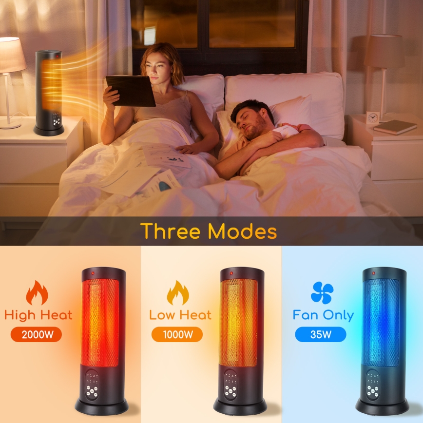 Aigostar - Încălzitor electric 1500W/230V + telecomandă