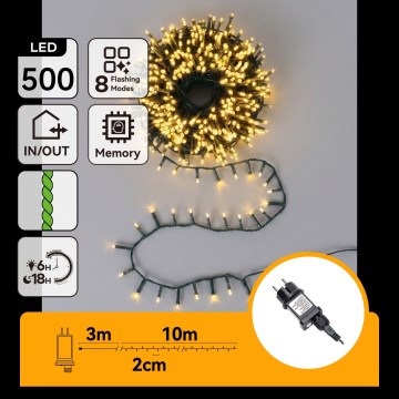 Aigostar - Instalație LED de Crăciun pentru exterior 500xLED/8 funcții 13m IP44 alb cald