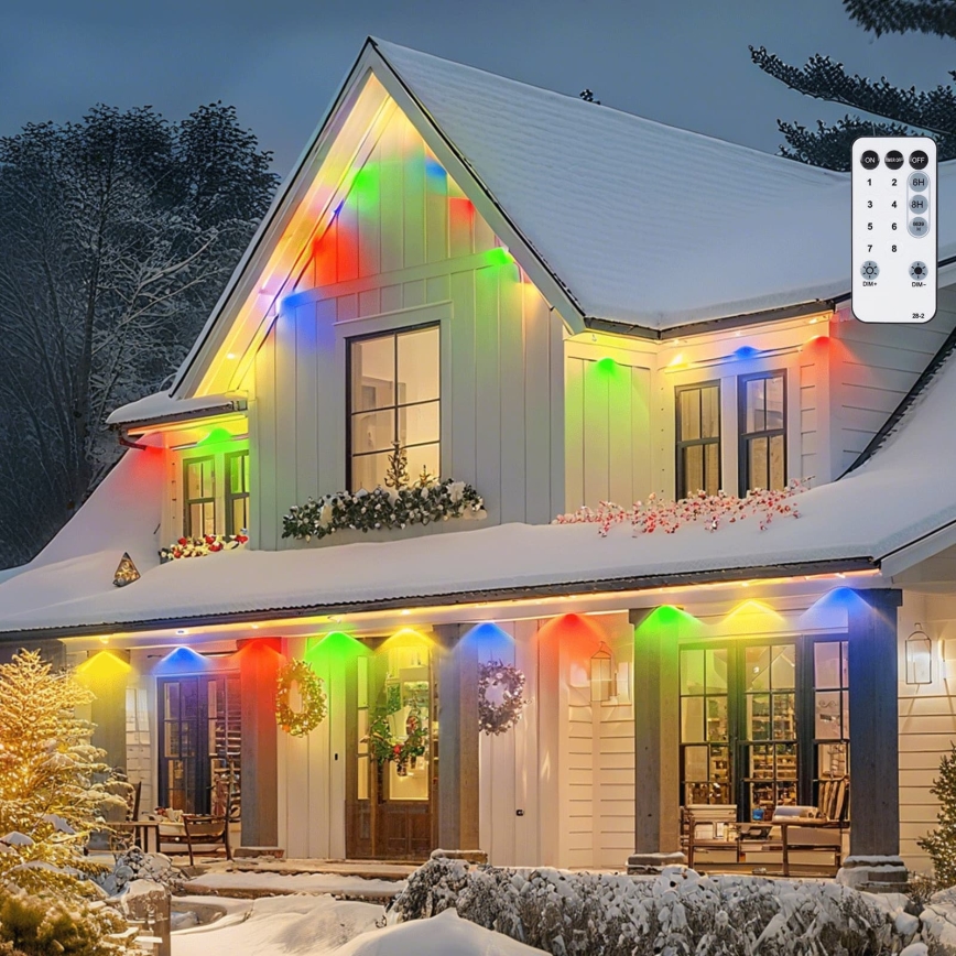 Aigostar - Instalație luminoasă LED dimmabilă de exterior pentru Crăciun 50xLED/8 funcții 20m IP44 multicolor + telecomandă