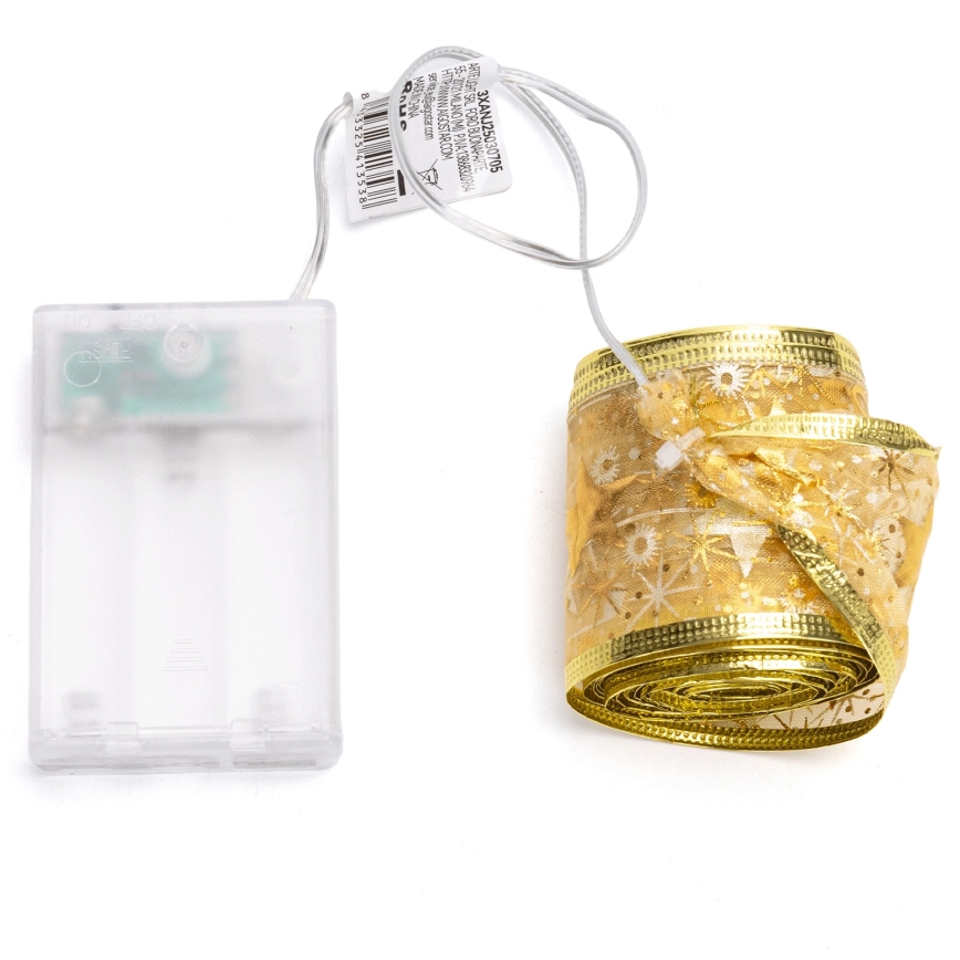 Aigostar - Instalație luminoasă LED 5 m, 50 LED-uri, alimentare 3x AA, alb cald, auriu