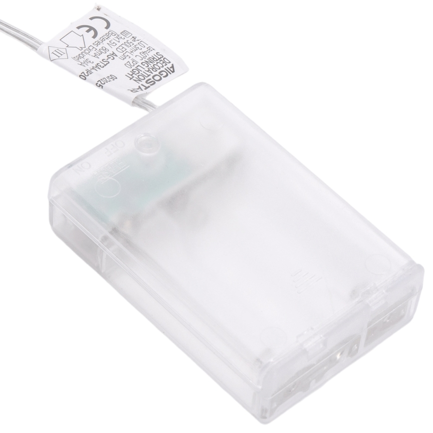 Aigostar - Instalație luminoasă LED 5 m, 50 LED-uri, alimentare 3x AA, alb cald, auriu