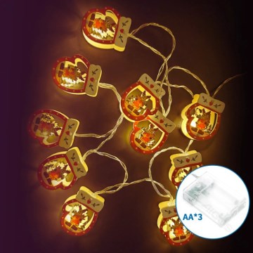 Aigostar - Instalație luminoasă LED de Crăciun 20xLED/3xAA 3m alb cald mănușă