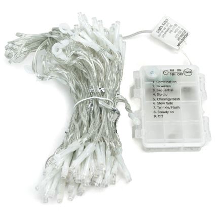 Aigostar - Instalație luminoasă LED de Crăciun pentru exterior, 200 LED, 8 funcții, alimentare 3xAA, 5x2m, IP44, alb cald