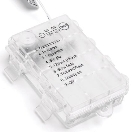 Aigostar - Instalație luminoasă LED de Crăciun pentru exterior, 200 LED, 8 funcții, alimentare 3xAA, 5x2m, IP44, alb cald