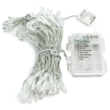 Aigostar - Ghirlandă de Crăciun LED pentru exterior 192xLED/8 funcții 3xAA 4,5x1,2m IP44 alb cald