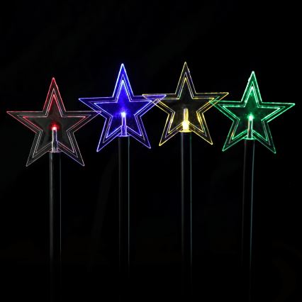 Aigostar - Lumină solară de Crăciun LED RGBY, 5 x LED, 1,2 V, 8 funcții, 1 m, IP65, 800 mAh, stele