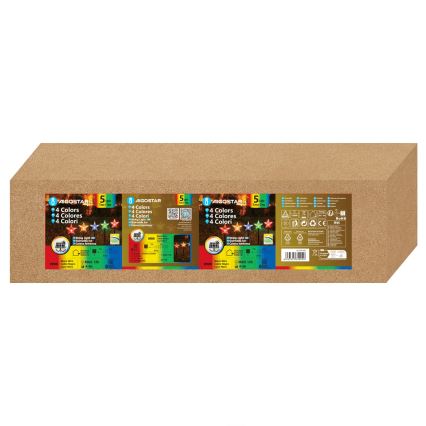 Aigostar - Lumină solară de Crăciun LED RGBY, 5 x LED, 1,2 V, 8 funcții, 1 m, IP65, 800 mAh, stele