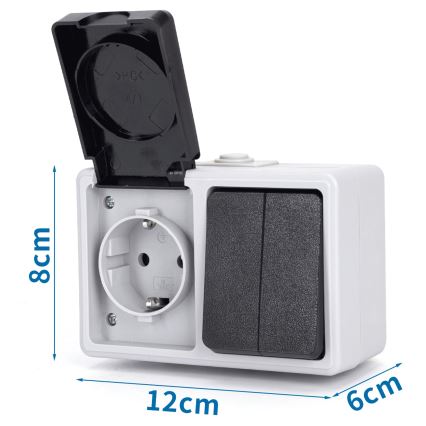 Aigostar - Întrerupător casnic cu priză 250V/16A IP54