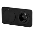 Aigostar - Întrerupător dublu 6+6 și priză SCHUKO 230 V cu ramă, negru