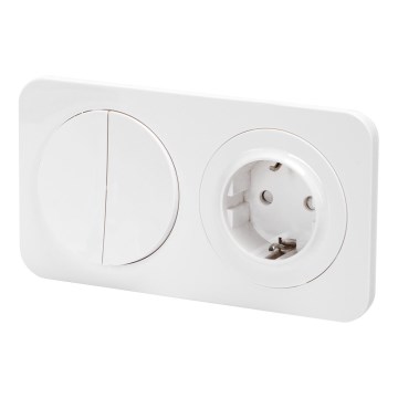 Aigostar - Întrerupător dublu nr. 5 și priză SCHUKO 230V cu ramă albă
