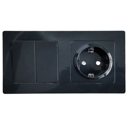 Aigostar - Întrerupător dublu nr. 5 și priză SCHUKO 230V cu ramă, negru
