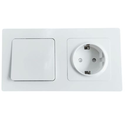 Aigostar - Întrerupător simplu nr. 1 și priză SCHUKO 250V cu ramă albă