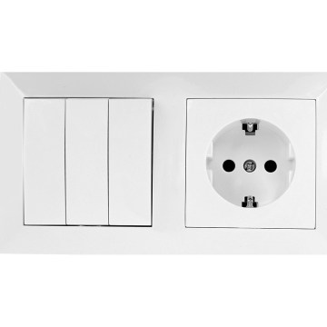 Aigostar - Întrerupător triplu nr. 3 și priză SCHUKO 230 V cu ramă albă
