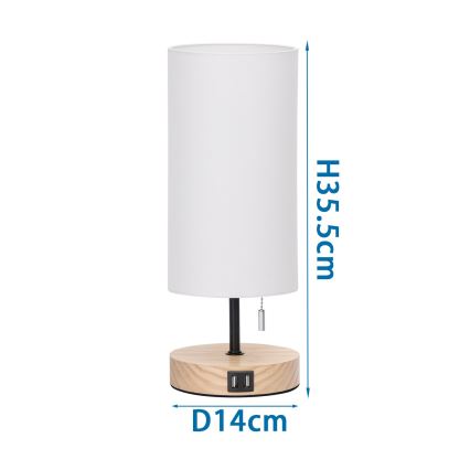 Aigostar - Lampă de birou cu port USB 1xE27/40W/230V negru/crem