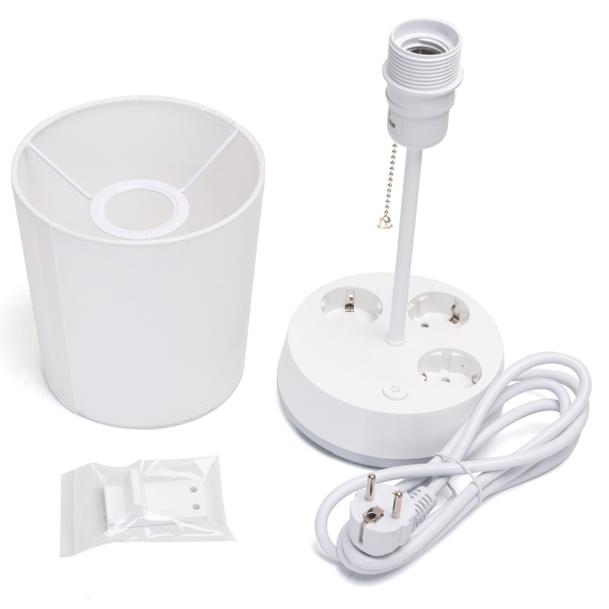 Aigostar - Lampă de birou cu prize 1xE27/60W/230V albă