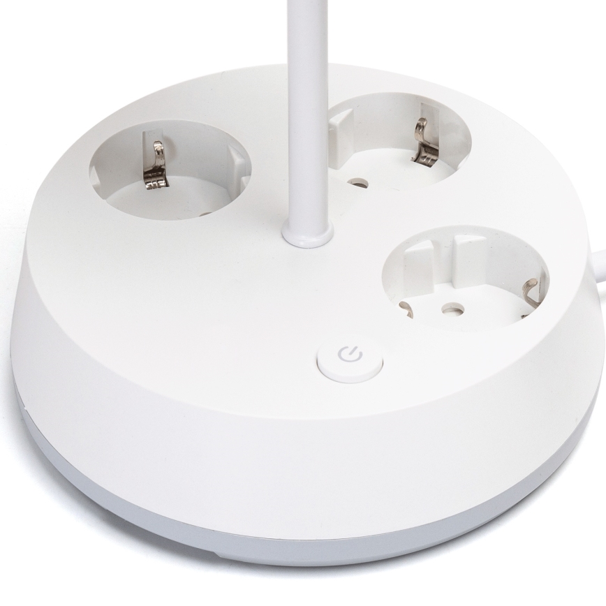 Aigostar - Lampă de birou cu prize 1xE27/60W/230V albă