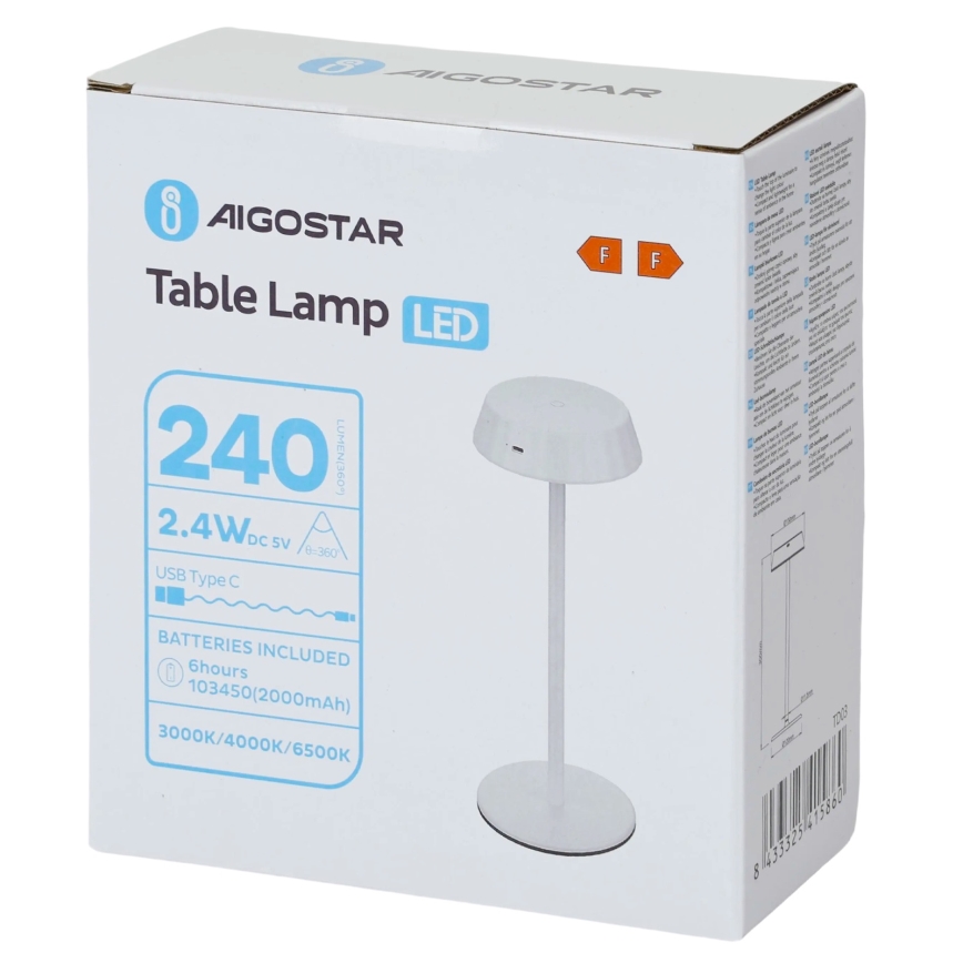 Aigostar - Lampă de birou LED dimerizabilă AMBIENT LED/2,4W/5V 3000-6500K albă