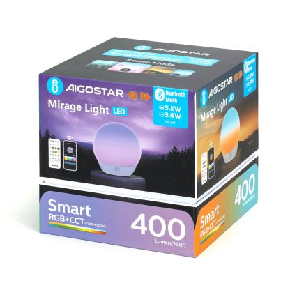 Aigostar - Lampă de birou LED RGBW dimabilă, 5,5W/5V, Wi‑Fi + telecomandă