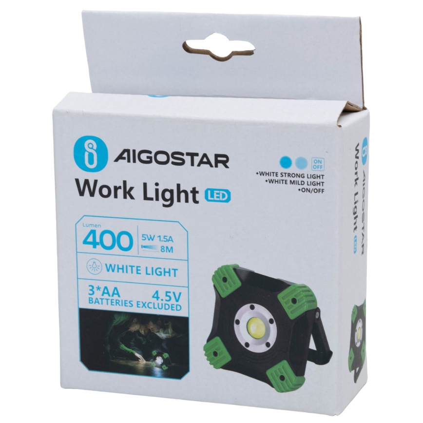 Aigostar - Lampă de lucru LED, 5W, 3xAA, 6500K, IP44