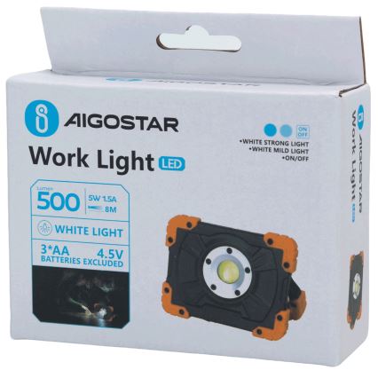 Aigostar - Lampă de lucru LED 5W, 3xAA, 6500K, IP44