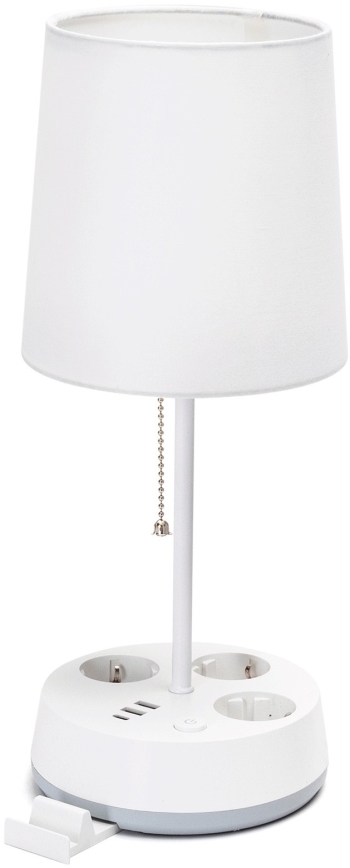 Aigostar - Lampă de masă cu prize și porturi USB 1xE27/60W/230V albă