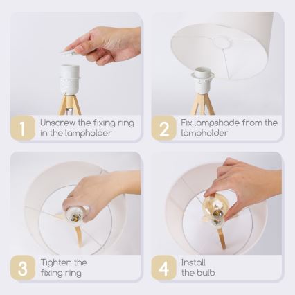 Aigostar - Lampă de masă din lemn de pin, 1xE27/60W/230V