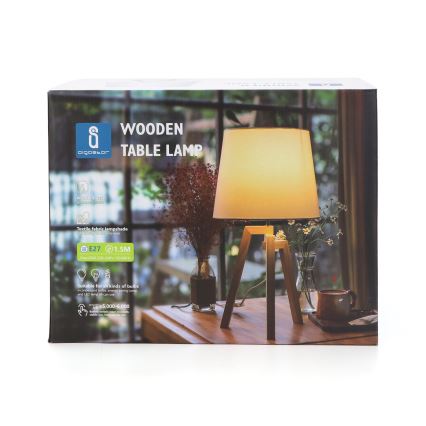 Aigostar - Lampă de masă din lemn de pin, 1xE27/60W/230V