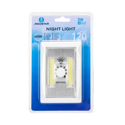 Aigostar - Lampă de noapte portabilă cu LED, 3xAAA, 6500K