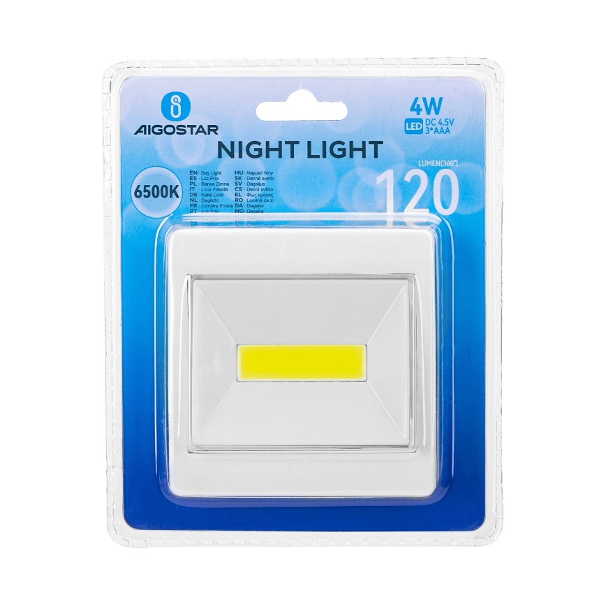 Aigostar - Lampă de veghe LED portabilă, 3xAAA, 6500K