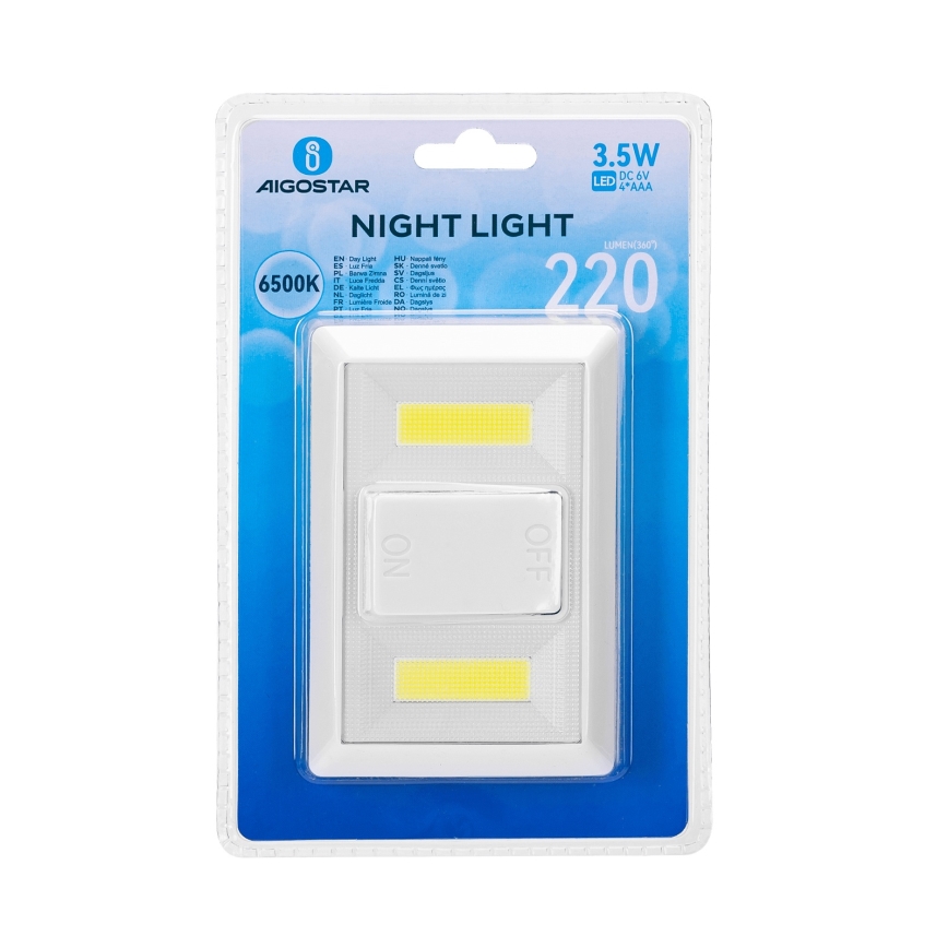 Aigostar - Lampă de veghe portabilă LED, 4xAAA, 6500K