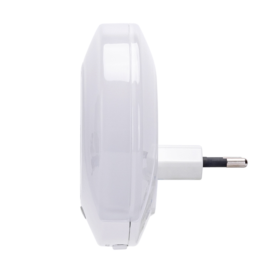 Aigostar - Lampă de veghe LED cu senzor de crepuscul pentru priză, cu port USB, 0,4 W, 230 V