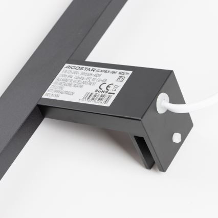 Aigostar - Lampă LED pentru oglindă de baie, 8W, 230V, 4000K, 40 cm, IP44, neagră
