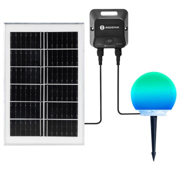 Aigostar - Lampă LED RGBW dimabilă pentru exterior MESH, 20 W, 3,7 V, 4000 mAh, 2700–6500 K, IP65, Ø 15 cm + telecomandă