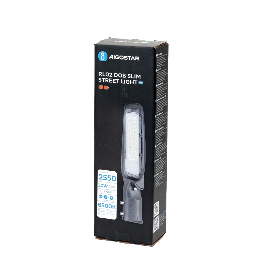 Aigostar - Lampă LED stradală SLIM, 30W, 230V, 6500K, IP65