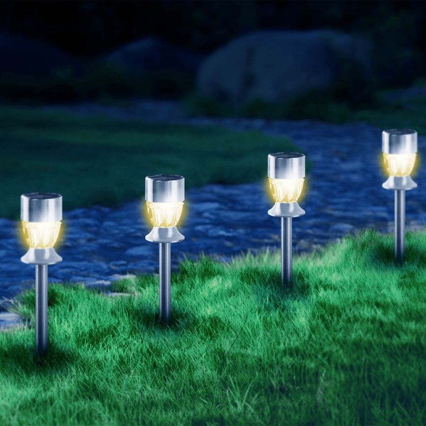 Aigostar - Lampă solară LED/1,2 lm/1,2V 35,5cm crom mat 2700K IP44 100 mAh