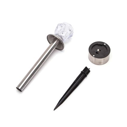 Aigostar - Lampă solară LED/1,2 lm/1,2V 35,5cm crom mat 2700K IP44 100 mAh