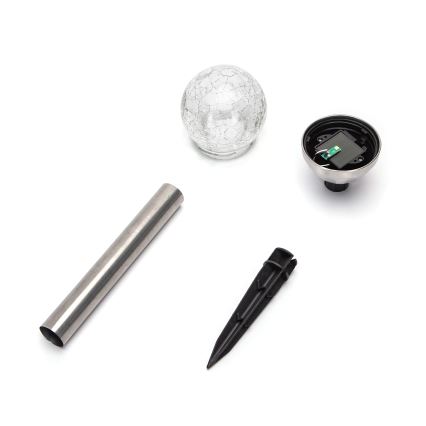 Aigostar - Lampă solară LED/0,006W/1,2V 37,8cm crom mat 2700K IP44 100 mAh