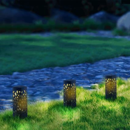 Aigostar - Lampă LED solară, 0,006 W, 1,2 V, 100 mAh, 28,5 cm, neagră, 3000 K, IP44