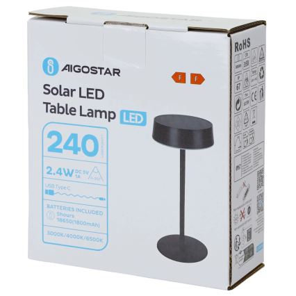Aigostar - Lampă solară LED, 2,4 W, 5 V, IP44, 1800 mAh