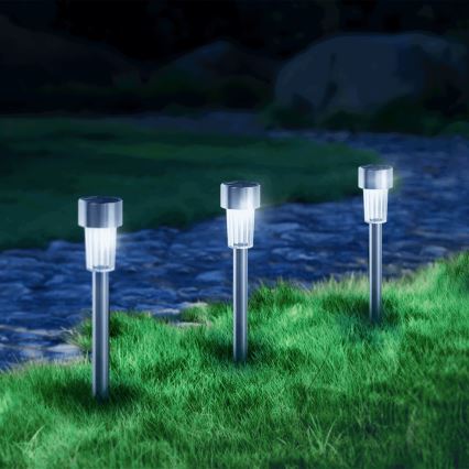 Aigostar - Lampă solară LED, 2 V, IP44, 40 mAh, crom mat