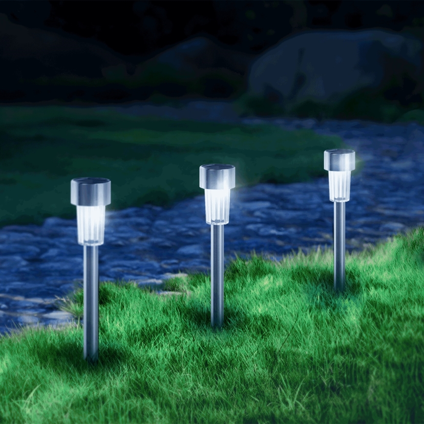 Aigostar - Lampă solară LED, 2 V, IP44, 40 mAh, crom mat