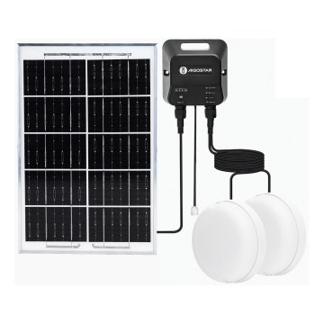 Aigostar - Lampă solară LED 2xLED/35W/12V 6000 mAh 6500K IP65 Ø 16,8 cm + telecomandă