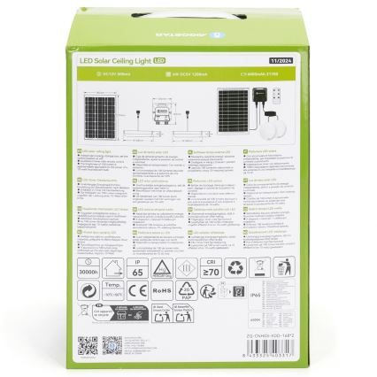 Aigostar - Lampă solară LED 2xLED/35W/12V 6000 mAh 6500K IP65 Ø 16,8 cm + telecomandă