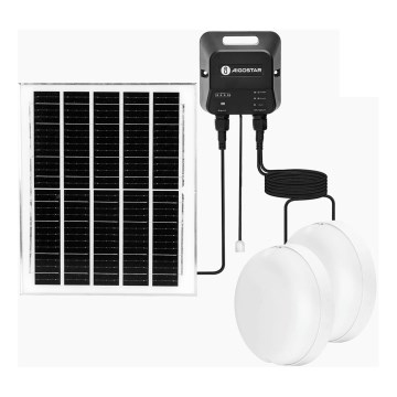 Aigostar - Lampă solară LED 2xLED/70W/12V 12000 mAh 6500K IP65 Ø 20,5 cm + telecomandă