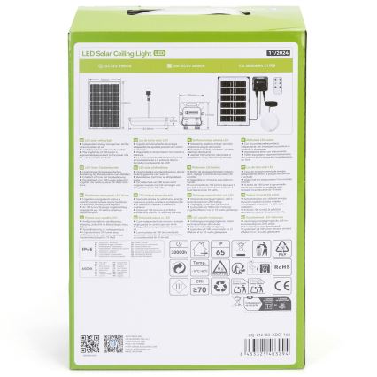 Aigostar - Lampă solară LED/35W/12V 3000 mAh 6500K IP65 Ø 16,8 cm + telecomandă