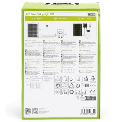 Aigostar - Lampă solară LED/70W/12V 6000 mAh 6500K IP65 Ø 20,5 cm cu telecomandă