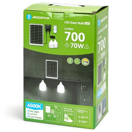 Aigostar - Candelabru solar LED cu senzor 2x LED / 35W / 12V 6000 mAh 6500 K IP65 diametru 10 cm + telecomandă